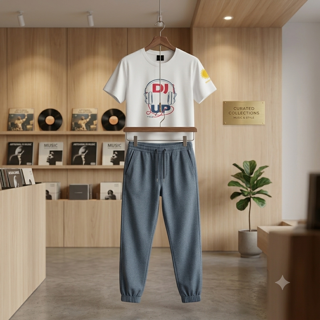 Boy White-T-Shirt and Blue Paint Outfit Set - KBC-13