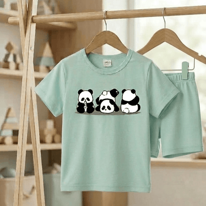 Baby Boy Panda Print Summer T Shirt and Shorts Clothing Set -  KBC-06