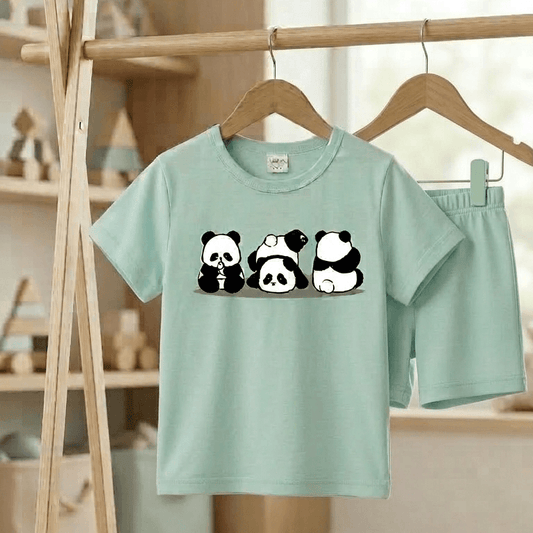 Baby Boy Panda Print Summer T Shirt and Shorts Clothing Set -  KBC-06