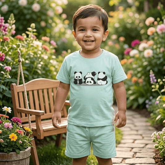 Baby Boy Panda Print Summer T Shirt and Shorts Clothing Set -  KBC-06