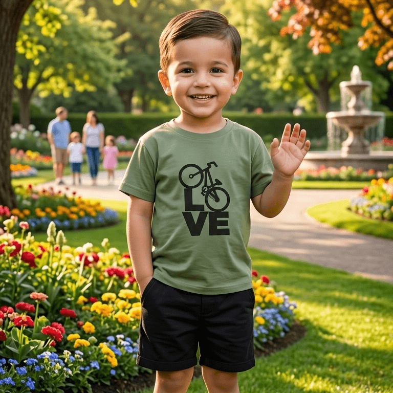 Boys Love Bicycle Graphic T Shirt and Shorts Outfit Set - KBC-04