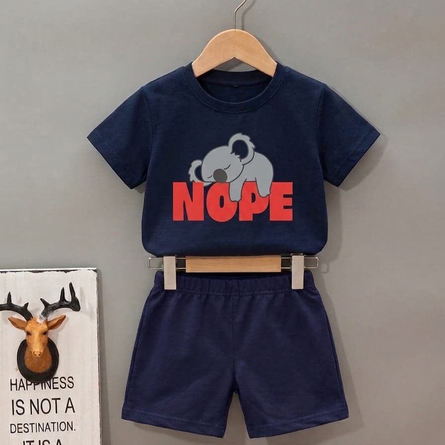 Kids Cartoon Koala T Shirt and Shorts Summer Set - KBC-02