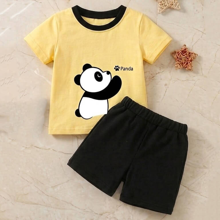 Kids Panda Theme Summer Clothing Set with Shorts - KBC-05