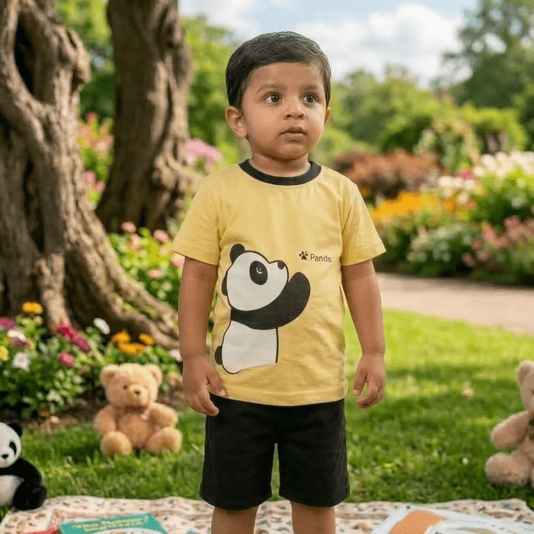 Kids Panda Theme Summer Clothing Set with Shorts - KBC-05