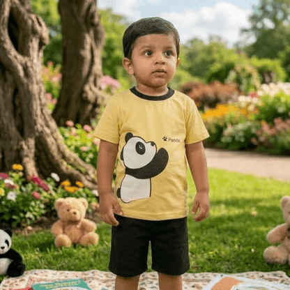 Kids Panda Theme Summer Clothing Set with Shorts - KBC-05